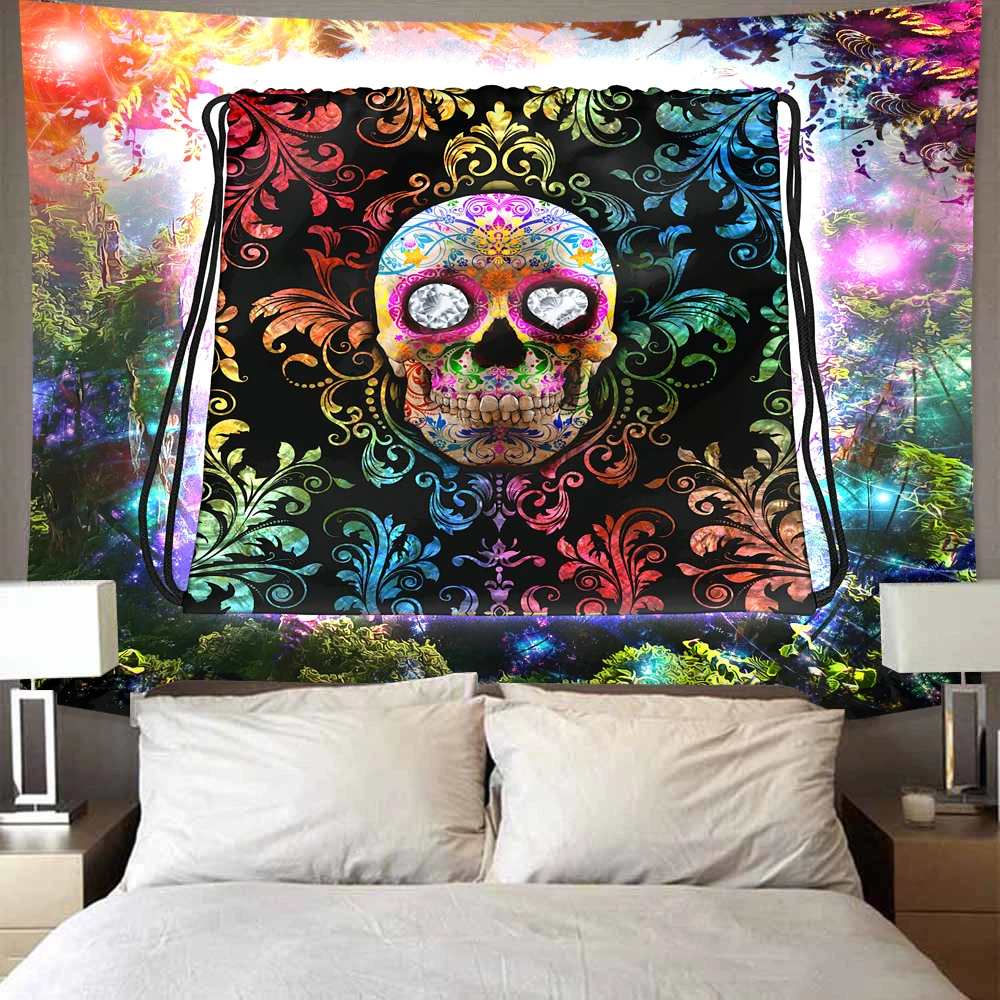 

Skeleton Art Unique Room Decoration Tapestry Living Room Wall Decoration Hanging Tarot Hippie Wall Rugs Dorm Decor Blanket
