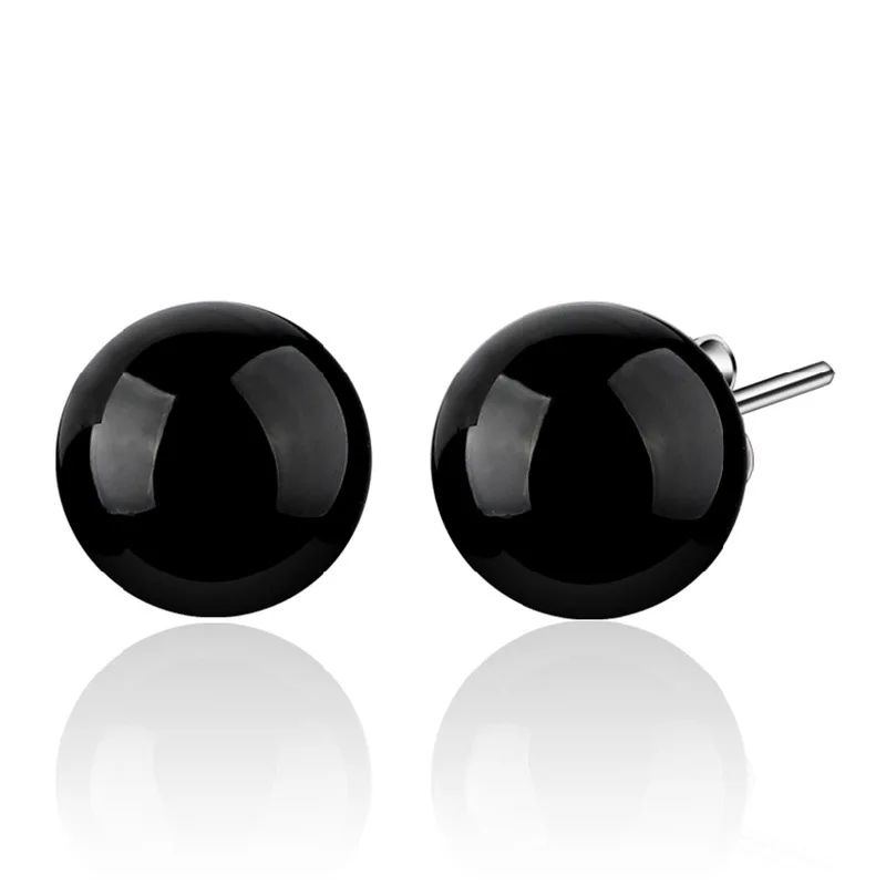 ModaOne 925 Sterling Silver Earrings Red Black Ball For Women Girl boucle d'oreille | Украшения и аксессуары
