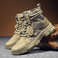 2021 high top men martin boots camouflage fashion casual tooling boots stitching leather desert military boots large size