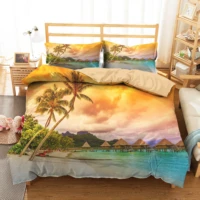 double bed coverlet bedding clothes duvet cover 3d island hotel printed home textiles with pillowcsae bed linen for couple