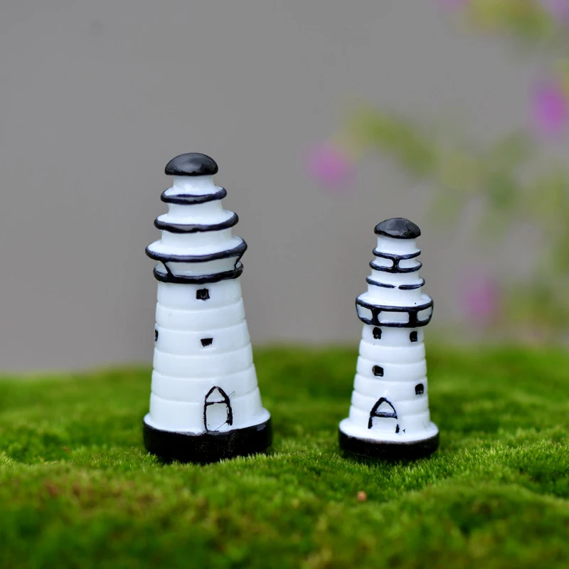 

2 pcs White Lighthouse Moss Micro Landscape Ecological Bottle Ornament DIY Assembly Decoration Home Decoration Accessories