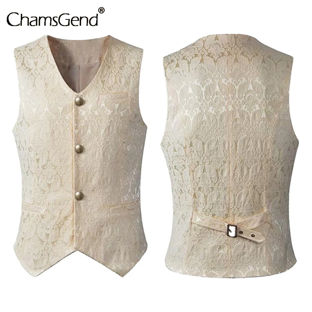 

Vintage Steampunk Suit Vest Men 2022 Classic V Neck Slim Fit Single Breasted Waistcoat Mens Overcoat Outwear Homme Dropshipping