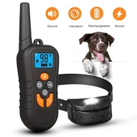 pet dog training collar rechargeable shock vibrating sound pet remote control training waterproof dog collar with lcd display