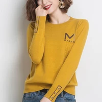 women sweater 2021 new autumn and winter fashion cashmere button letter female knitted pullover gentlewoman korean style a70