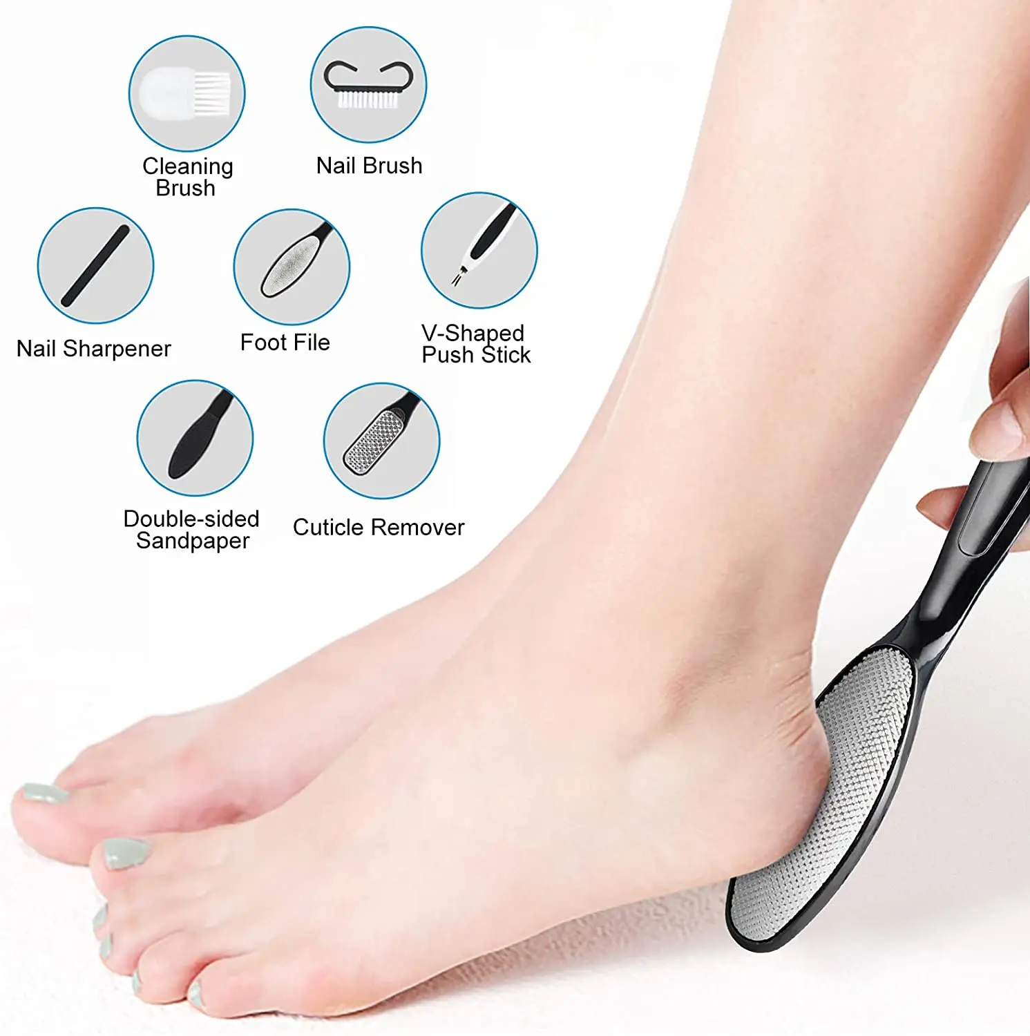 

Electric Foot File Pedicure Set, Rechargeable Waterproof Hard Skin Remover with 3 Rollers and 2 Speeds, Callus Remover Foot Care