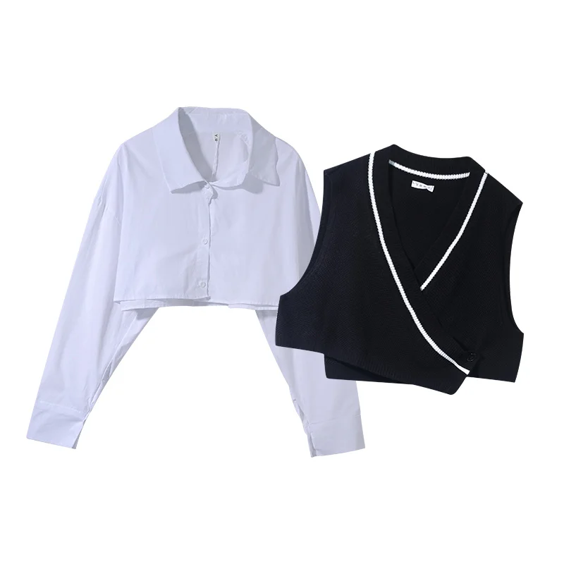 Жилет Женский Короткий трикотажный с V-образным вырезом весна-осень |