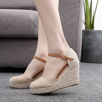new ladies sandals platform women shoes summer wedges high heels shoes casual ankle strap mixed color shoes for woman h0018