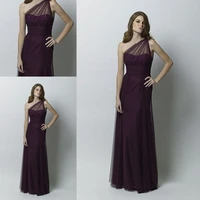 free shipping one shoulder long illusion neckline 2021 gown for women wedding party dress plus size purple bridesmaid dresses