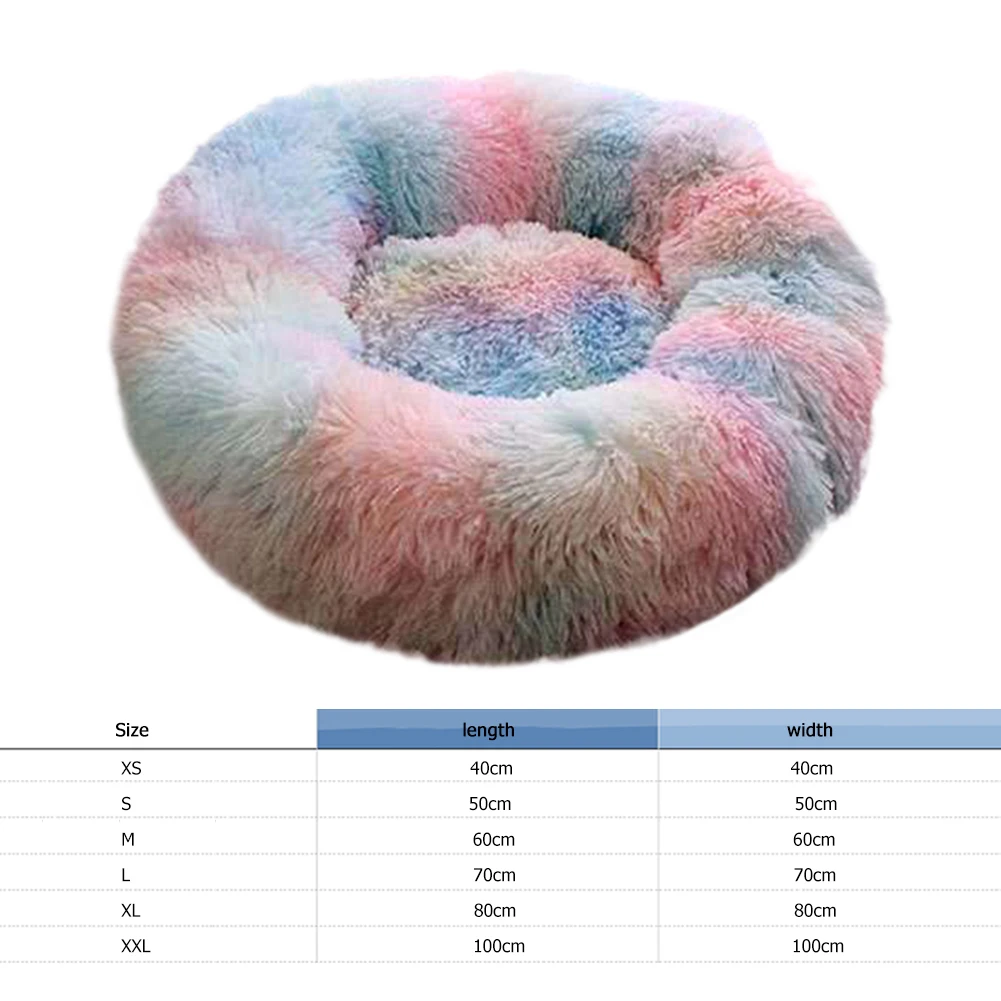 

Soft Tie Dye Pet Nest Dog Sleeping Bed Portable Pet Kennel Round Foldable Nest for Small Pet Plush Warm Pet Cushion Accessories