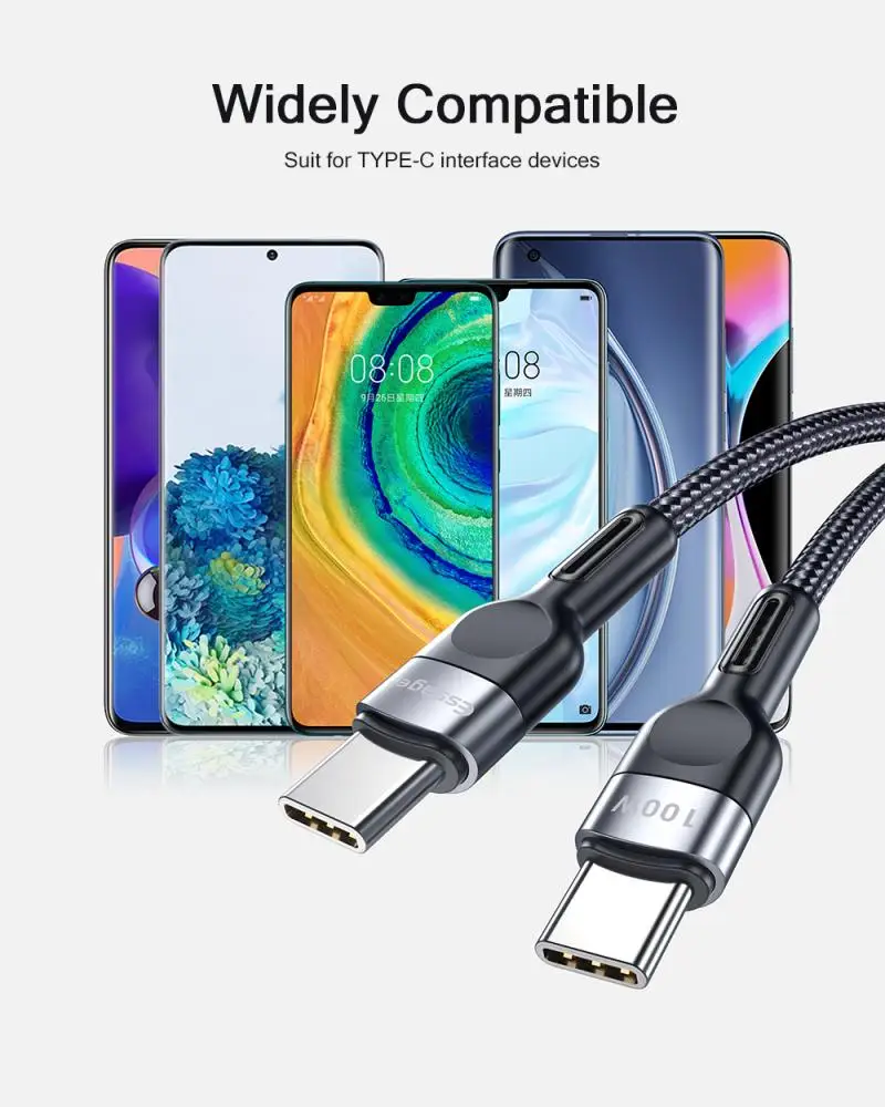Кабель Essager PD 60 Вт 100 USB C на Type-C QC4.0 3 0 кабель для быстрой зарядки и передачи данных