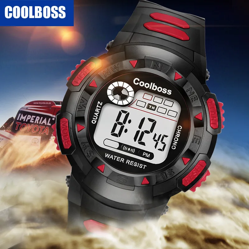 Модные женские мужские повседневные спортивные часы светодиодный черный