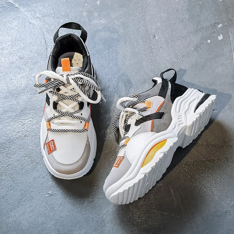 Новый дизайн массивные кроссовки Женская Повседневная модная обувь для папы на