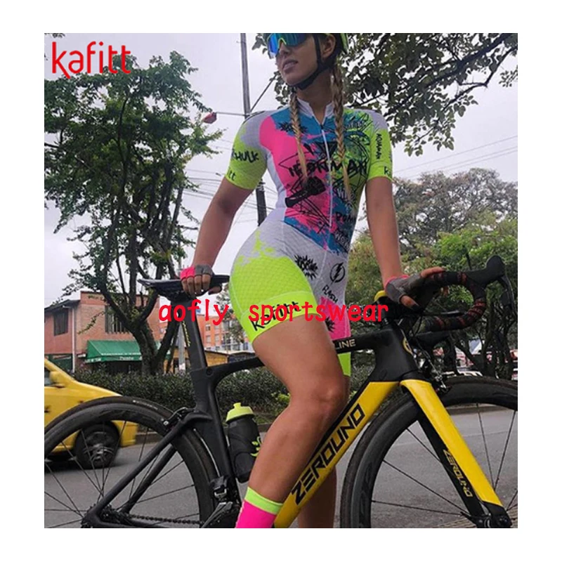 

2022 Kafitt Women's Clothes Cycling Triathlon Suit Short Sleeve Skinsuit Sets Gel Go Pro Maillot Ropa Ciclismo Jumpsuit Kits