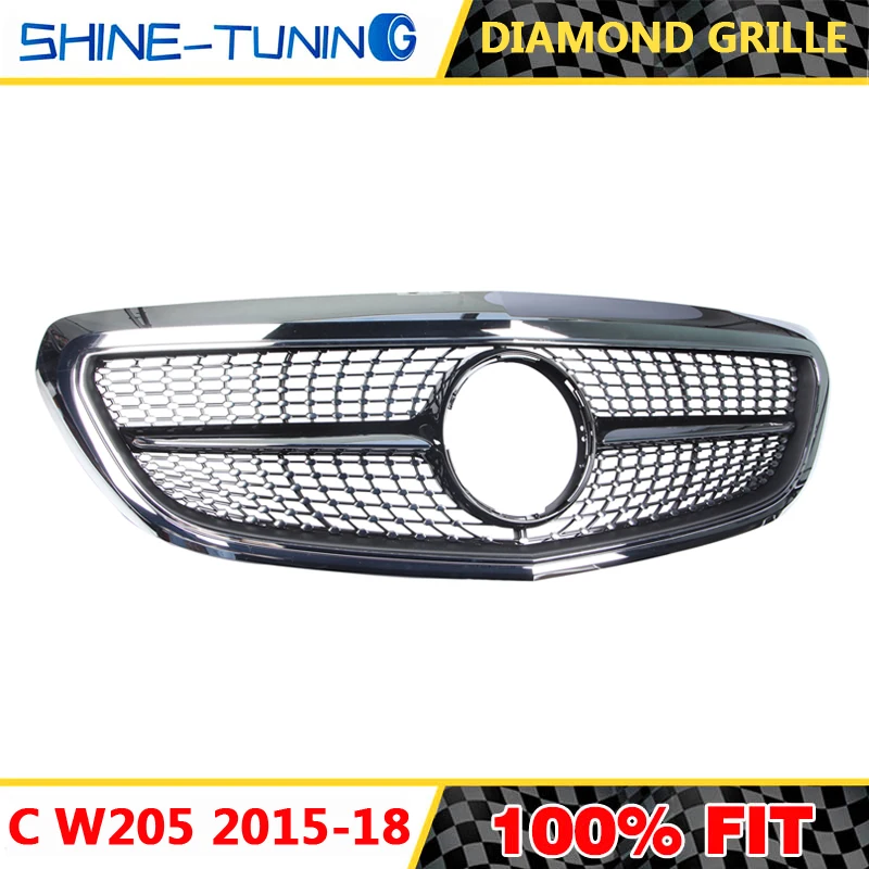 Алмазная решетка для mercedes C Class w205 Классическая модель радиатора C180 C200 C250 c300 2015-18 |