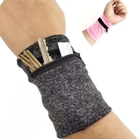 man wrist wallet pouch band fleece zipper running gym cycling safe sport wrist band bag coin key storage lightweight black