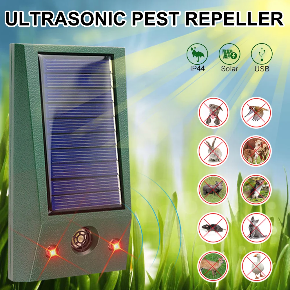 

Solar Ultrasonic Rat Repeller Indoor Outdoor Rodents Repellent IP44 Waterproof Squirrels Repellent Pest Control Products Tools