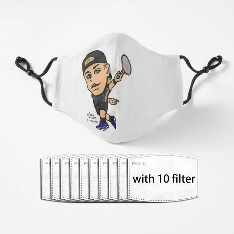 

Denis Shapovalov Washable Men Women Cute Teeth Cartoon Pattern Mask is Useless Wake up Mask Face