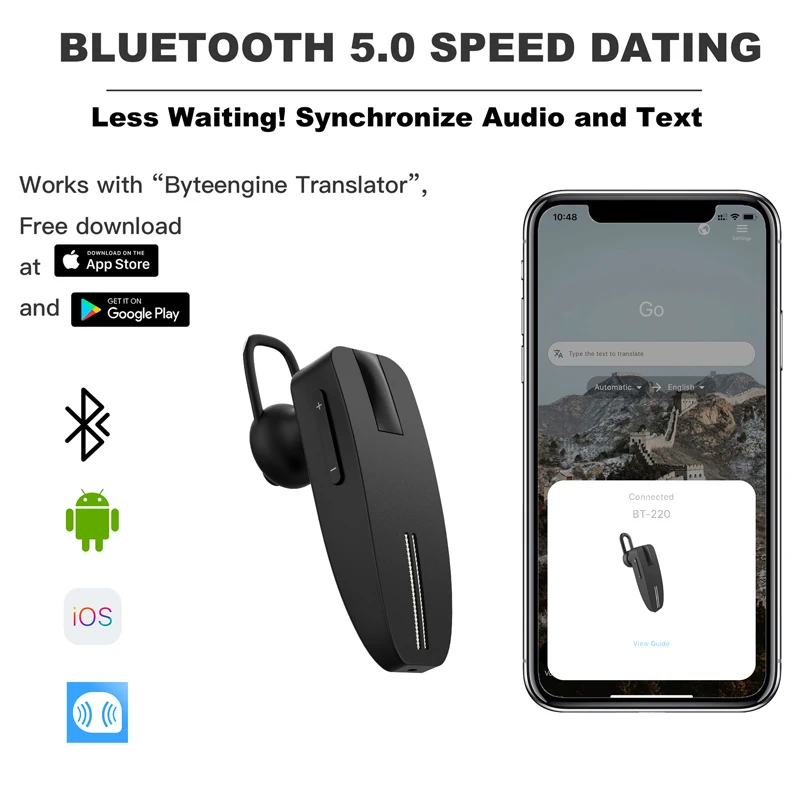 

New Intelligent Online photo translationTranslator instant Translate Wireless Bluetooth Translator Earphone Business Travel