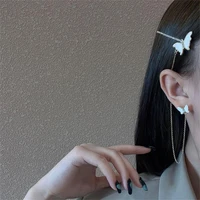 fashion bright fritillaria butterfly hairpin chain tassel earrings creative one piece butterfly ear pin popular earrings jewelry