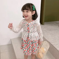 2020 summer girls pure cotton small cherry fungus lace dress baby korean version of foreign princess vest skirt hoodie dress