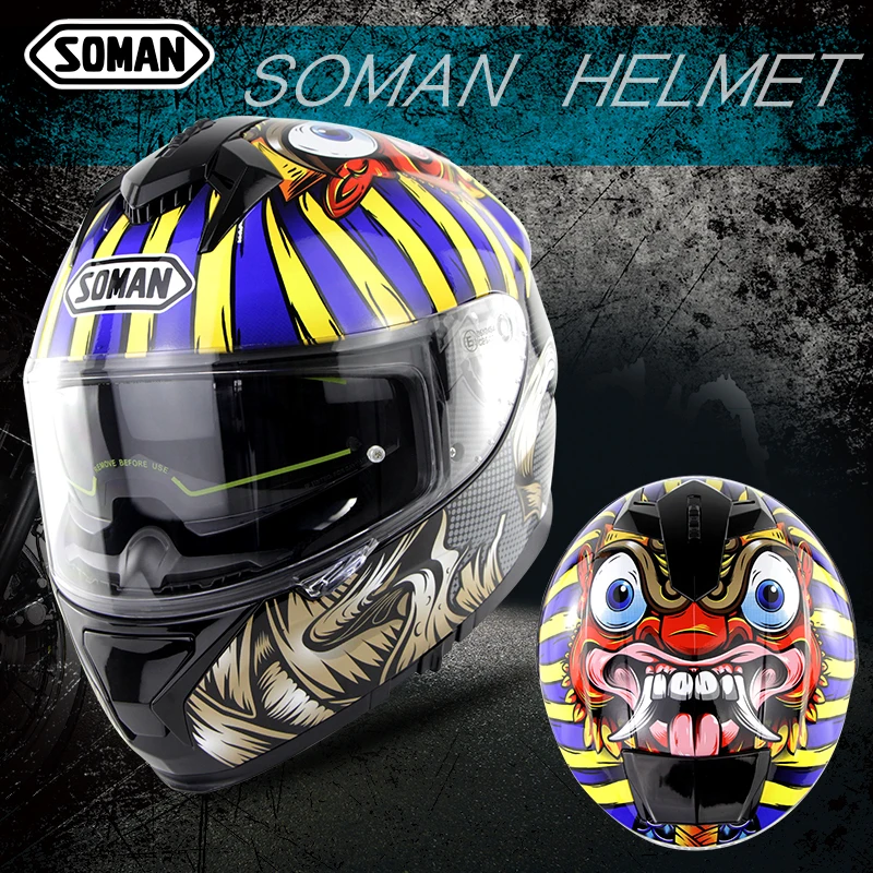 ECE шлем мотоциклетный с полным лицевым покрытием велосипедный Capacete Moto Casco SOMAN 961