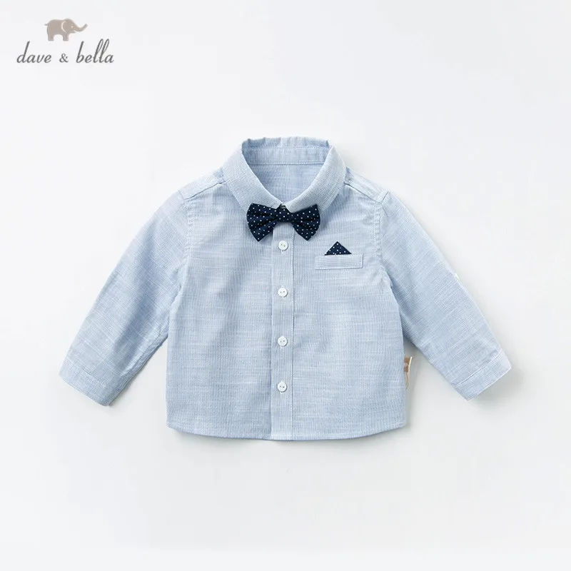 Детская Однотонная рубашка с длинным рукавом в полоску для мальчиков и девочек