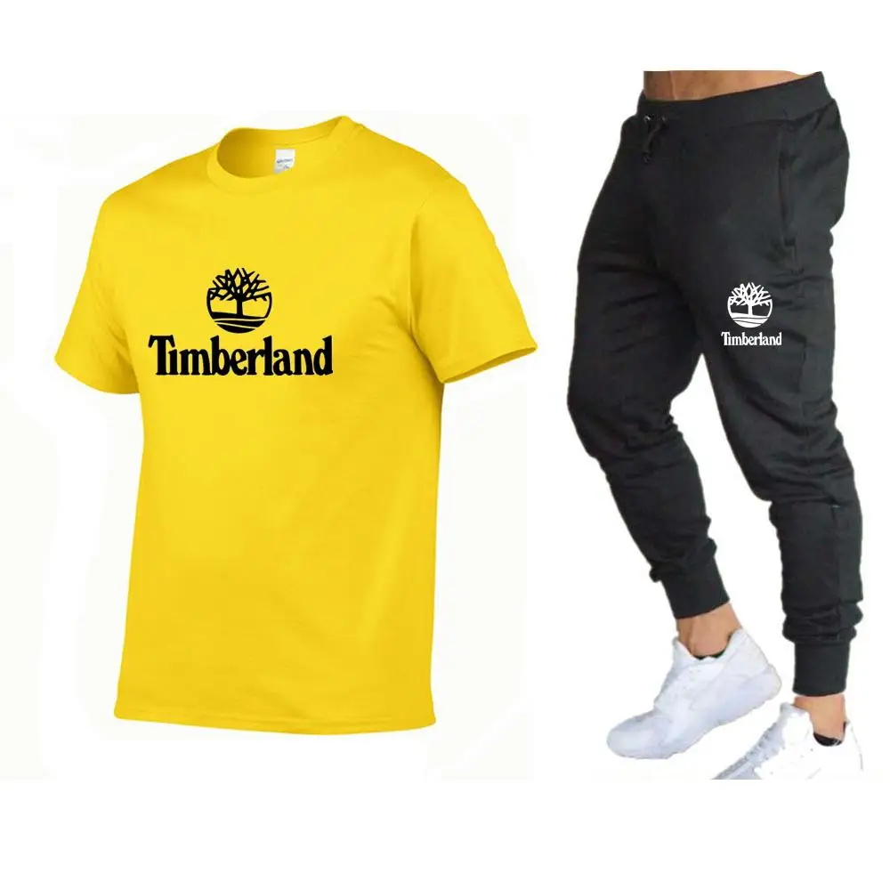 

2021 summer T-shirt and pants two-piece men's casual sports suit tide brand sportswear pure cotton fashion men's clothing
