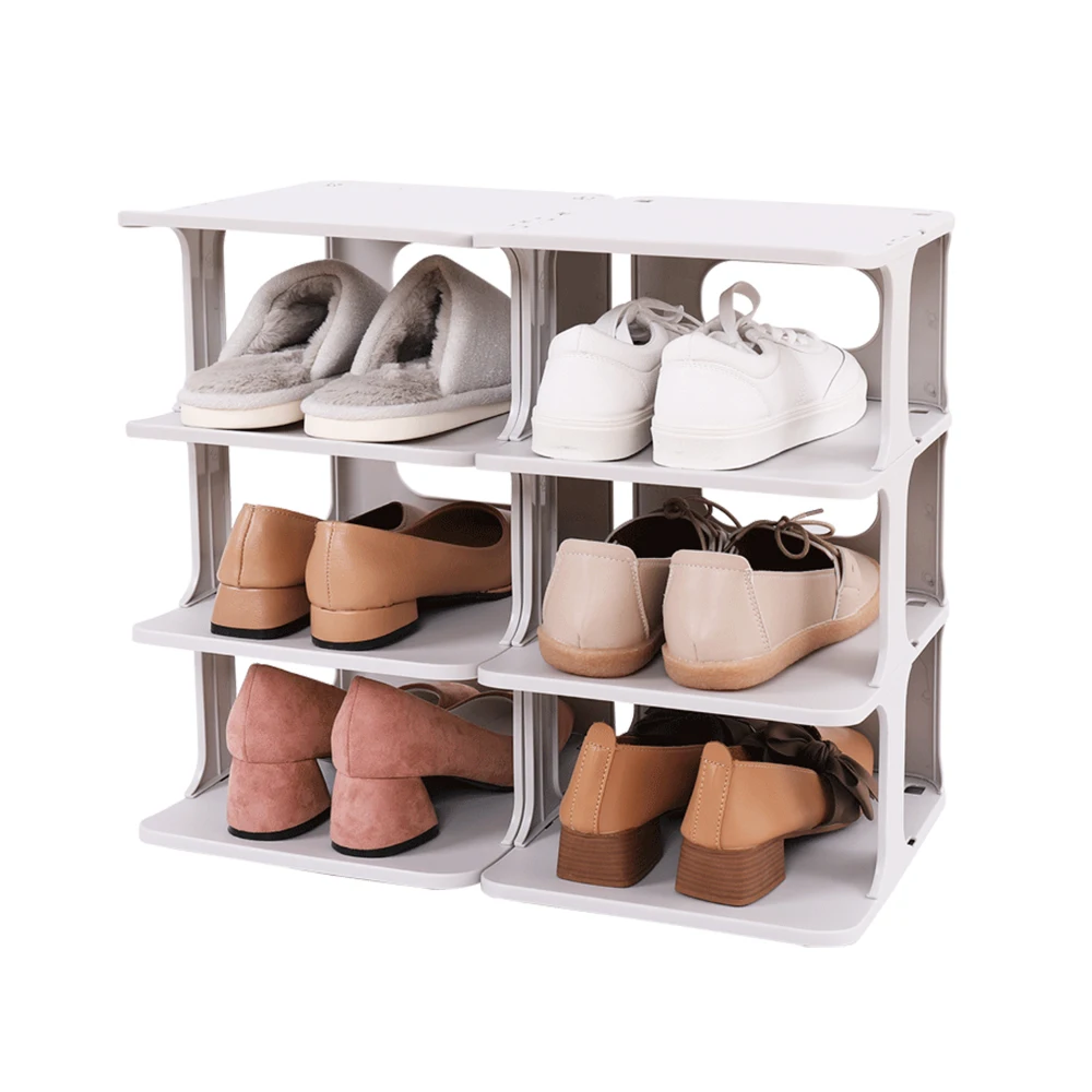 

4Pcs/6Pcs No Punching Combination Shoe Rack Shoes Organizers Space-Saving Shelf Bathroom Organizer Shoe Storage Box Shoebox