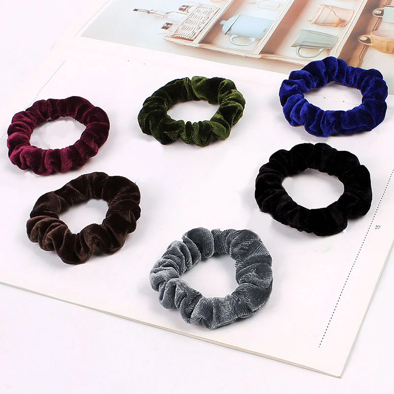 Hot Small Size Solid Color Velvet Scrunchies Ponytail Elastic Hair Bands Rubber Band Ring Hairbands Headbands Red Pink Blue |