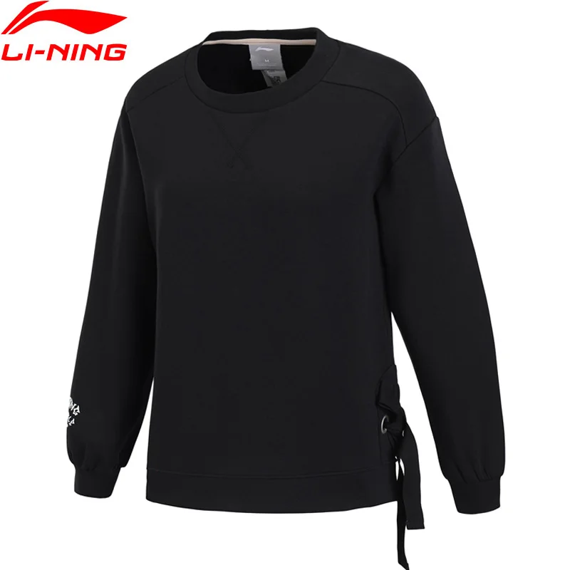 Женская толстовка с круглым вырезом Li-Ning модная свободная спортивная из 66% хлопка