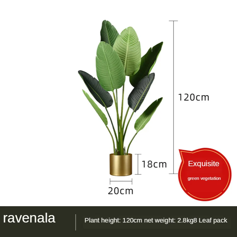 

Simulation Green Plant Large Floor Ravenala Bird of Paradise Artificial Plant Pot Interior Back of Turtle Office Decoration