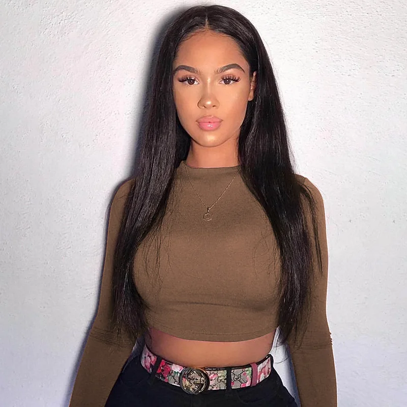 Базовый белый кроп-топ Женская осенне-зимняя футболка с длинным рукавом женская