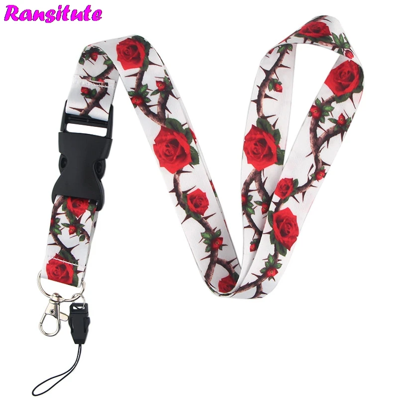Ransitute Rose Key Lanyard ID Badge Holder для телефона и брелока DIY Neckband мобильный телефон ремешок