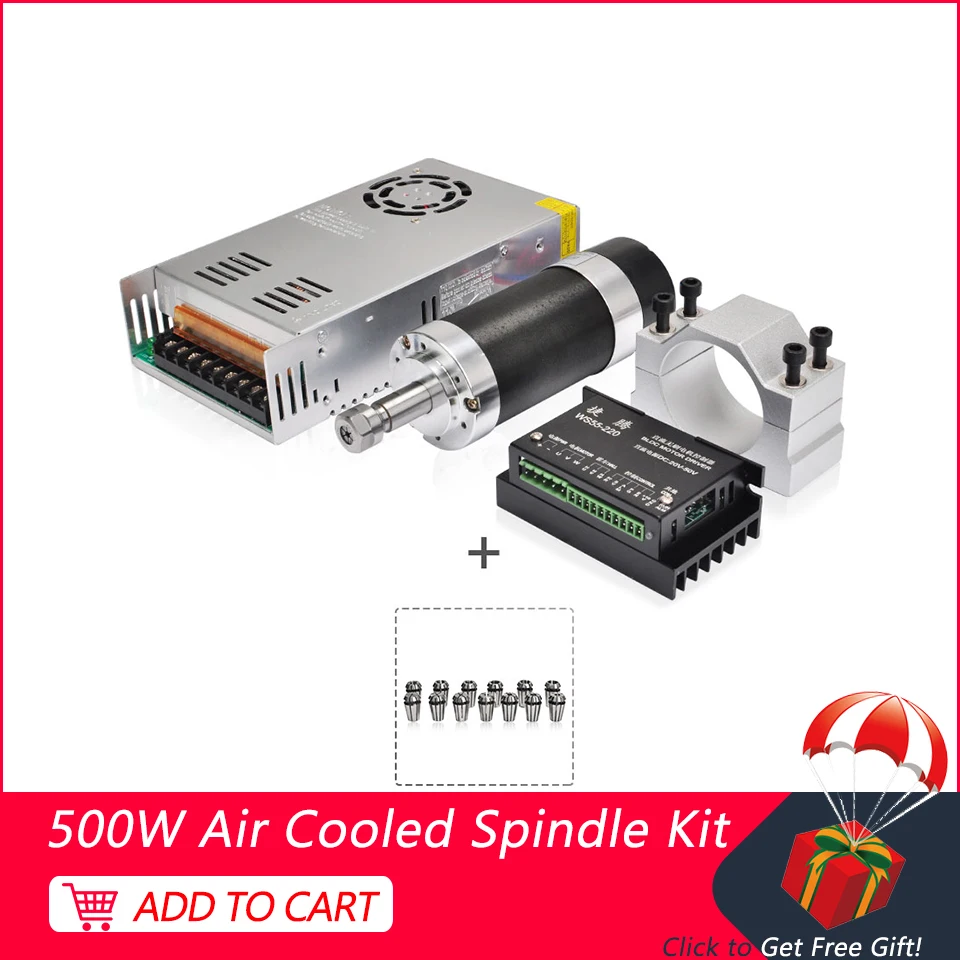Шпиндель ЧПУ 500 Вт Φ Импульсный блок питания Драйвер шагового двигателя 55 мм