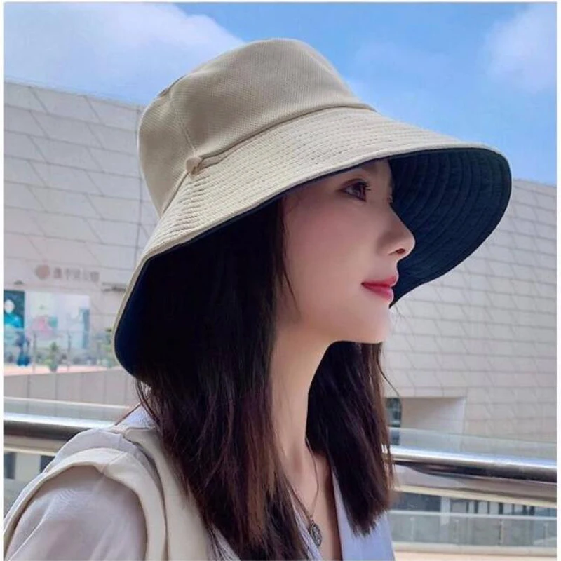 Women Buckle Hat Ladies 2020 Anti-UV Foldable Summer String Sun Hats Panama Wide Brim Beach Girls Purple Beige Cap | Аксессуары для