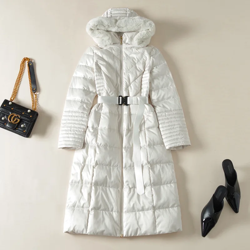 Толстая белая пуховая парка женский пуховик с капюшоном зимнее пальто для