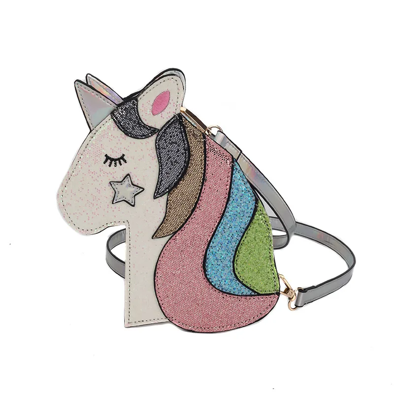 

Cute Unicorn Pu Leather Women Shoulder Crossbody Bag Mini Sequin Ladies Messenger Bags Fashion Design Cartoon Purses and Handbag