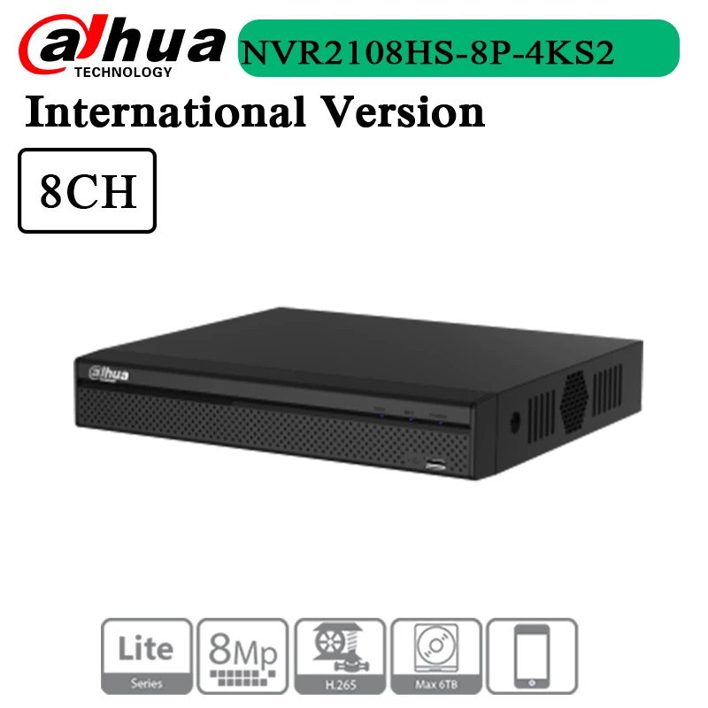 

В наличии, бесплатная доставка, 8-канальный компактный 1U 8PoE Lite 4K H.265 сетевой видеорегистратор NVR2108HS-8P-4KS2