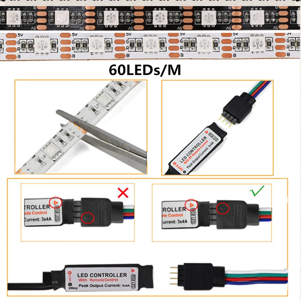 Mini Bluetooth 5V USB LED Light Strip 5050SMD 60LEDs/M RGB Lamp Tape Ribbon Lights for Desktop TV backlight strip 1M 2M 3M 4M 5M | Освещение
