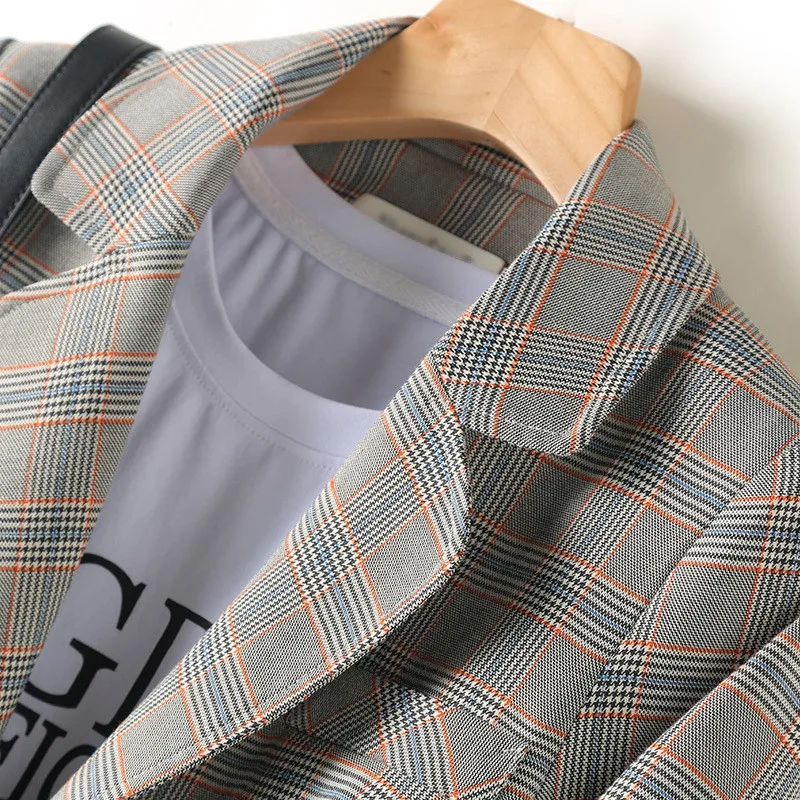 Женский офисный блейзер в шотландскую клетку винтажном стиле | Женская одежда