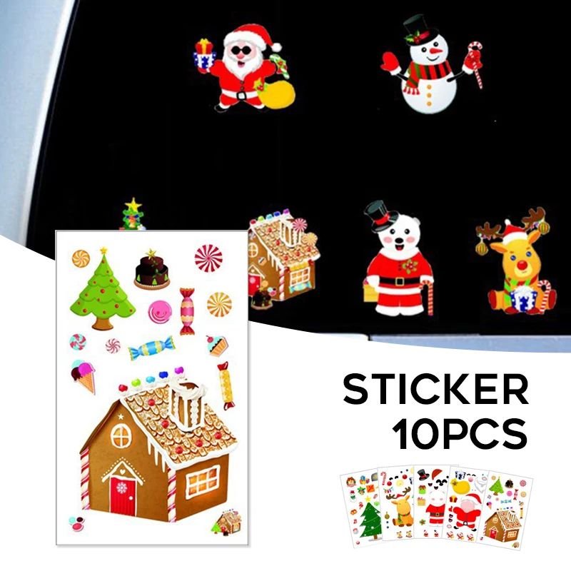 

Christmas Make-a-face Stickers 10 Sheet DIY Christmas Party Games Stickers for Boys Girls Holiday Game Rewards Happy New Year L