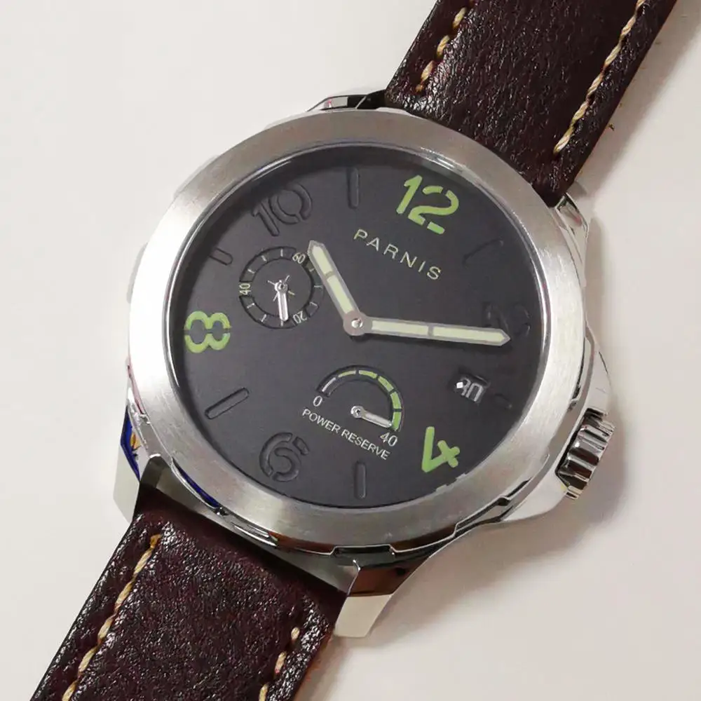 Parnis 44 мм стальной чехол сапфировое стекло светящийся циферблат запасная