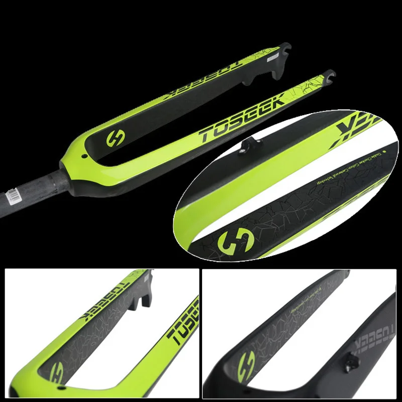 Велосипедная вилка TOSEEK из углеродного волокна 26/2018/29 дюймов зеленая для