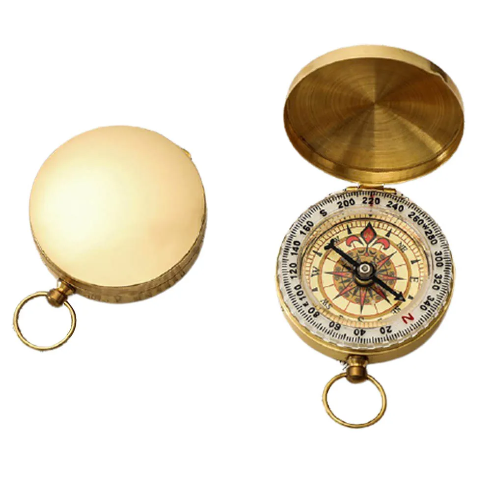 

Camping Hiking Pocket Brass Golden Compass Portable Compass Navigation for Outdoor Activities
