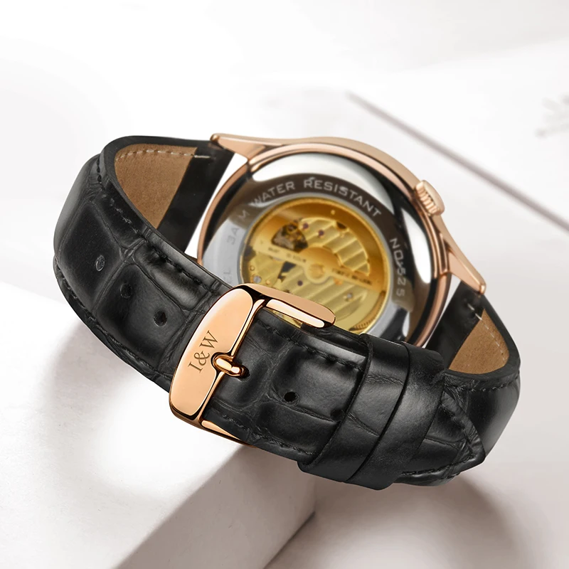 

IW men's watch waterproof hollow automatic mechanical watch light luxury fashion belt men's watch