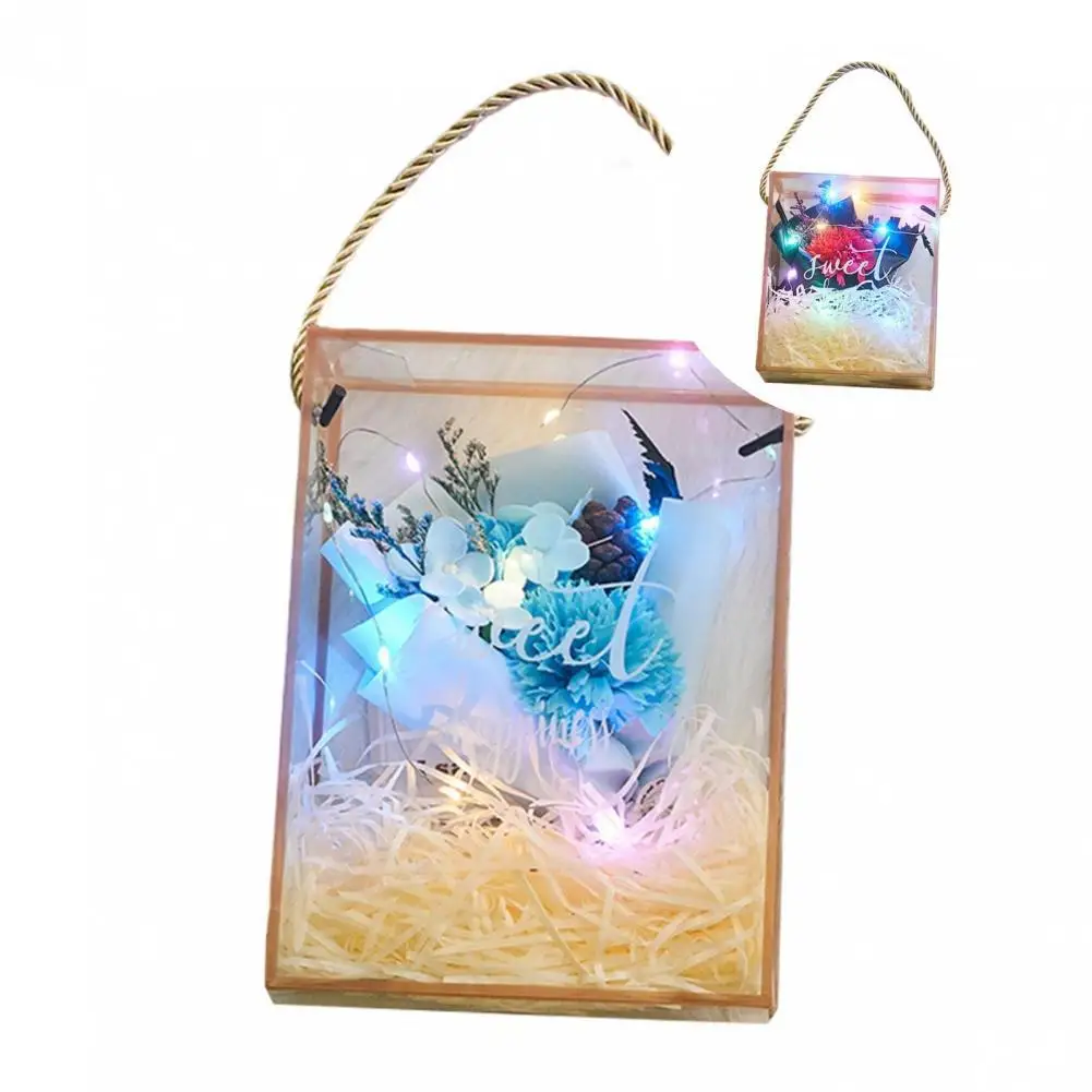 

1 Set Long-lasting PVC No Fading Raffia Light String Artificial Flowers Box Set Dried Flowers Gift Box for Party