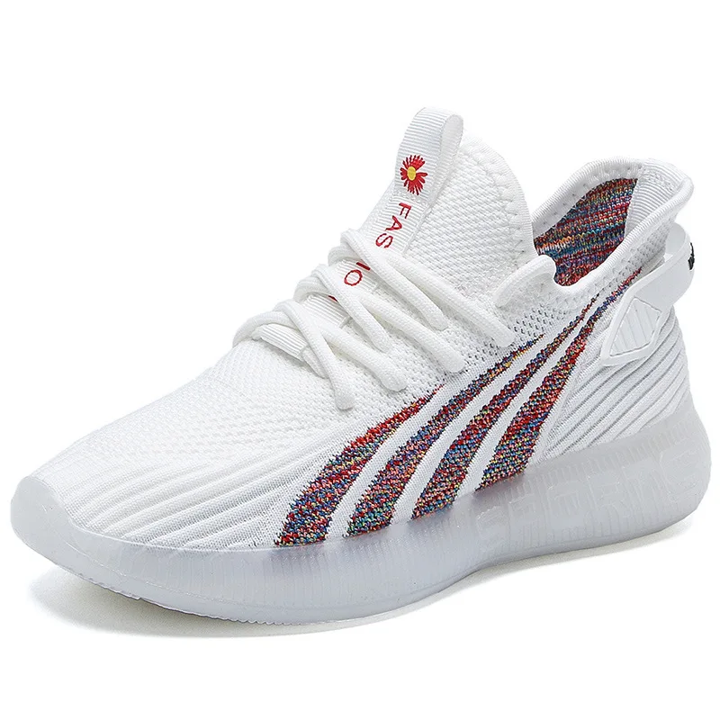 

Women's sports shoes mesh breathable flying woven women's shoes 2021 new Korean version of all-match sports white shoes women