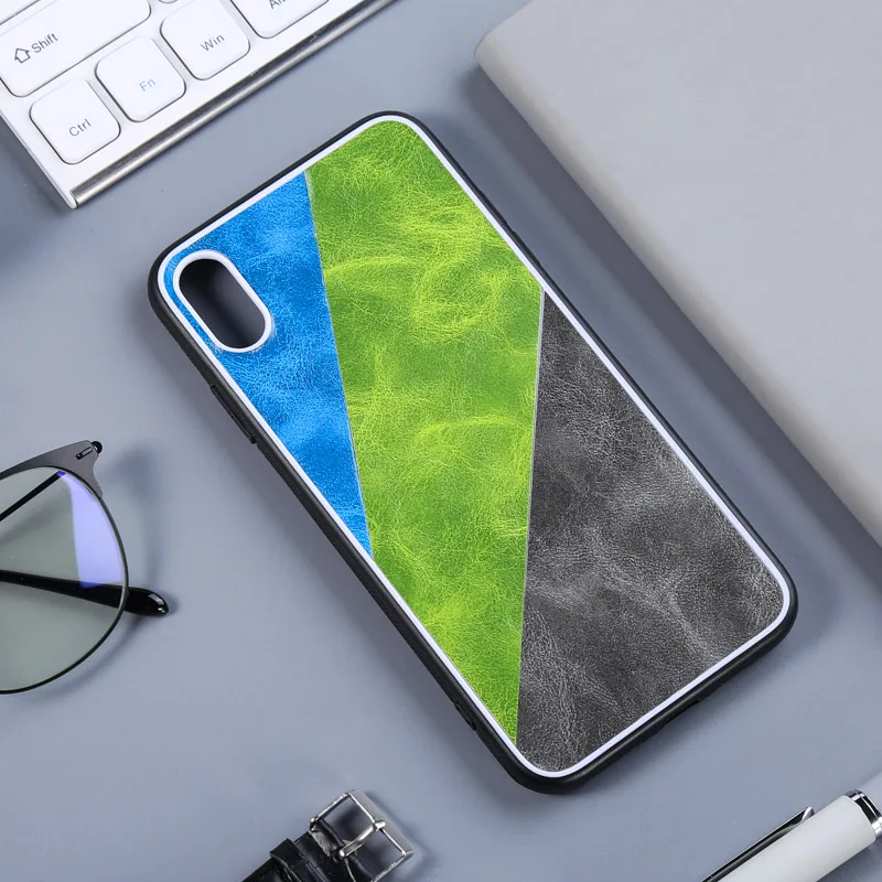 Трехцветный чехол с кристаллами для iPhone XR X XS 11 Pro Max s PC + TPU PU кожаный 6 6S 7 8 Plus задняя