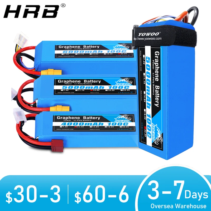 Yowoo-Bater&iacute;a de grafeno Lipo 3S 4S 6S, 11,1 V, 14,8 V, 22,2 V, 2200mah, 5000mah, 6000mah, 3000mah, XT60, XT90, EC5, 100C, piezas de coche de avi&oacute;n a control remoto-0