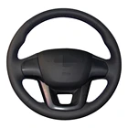 Чехол рулевого колеса автомобиля прошитая вручную черная искусственная кожа для Kia K2 Rio 2011 2012 2013 2014 2015 2016
